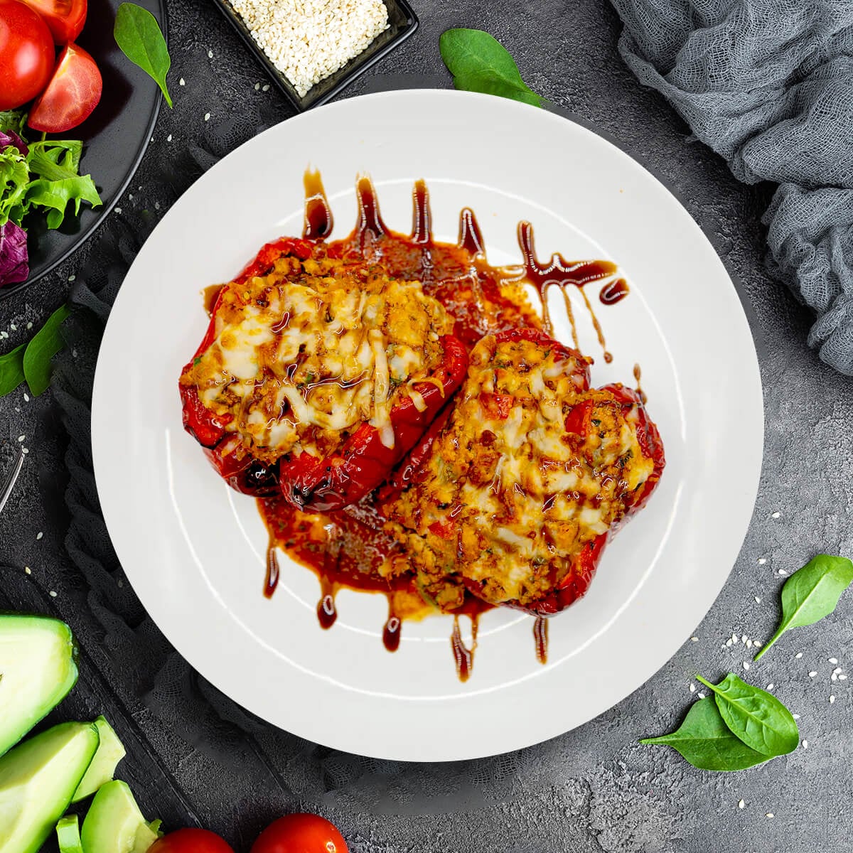 Caprese Chicken Stuffed Pepper